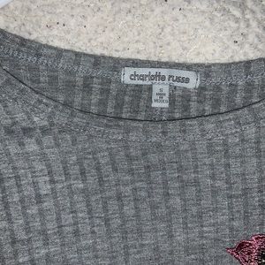 Grey Rose embroidered Charlotte Russe Body suit